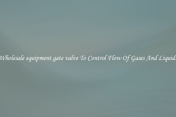 Wholesale equipment gate valve To Control Flow Of Gases And Liquids