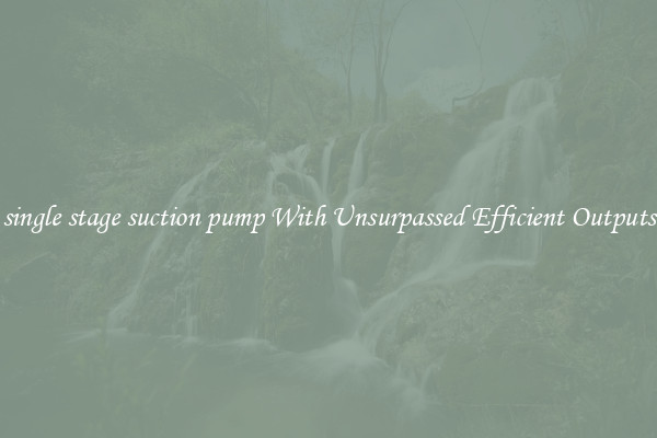 single stage suction pump With Unsurpassed Efficient Outputs