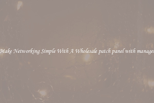 Make Networking Simple With A Wholesale patch panel with manager