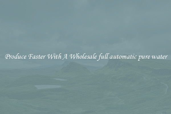 Produce Faster With A Wholesale full automatic pure water